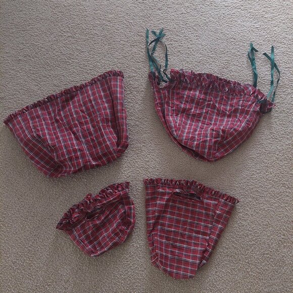 4 Vintage 90s Longaberger Christmas Collection Basket Plaid Tidings Liners EUC - Picture 1 of 7